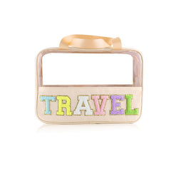Travel Patch Clear PVC And PU leather Makeup Toiletry Storage Bag