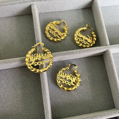 Custom Nameplate Twister Hoop Earrings