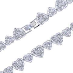 Baguette Heart Halo Tennis Bracelet