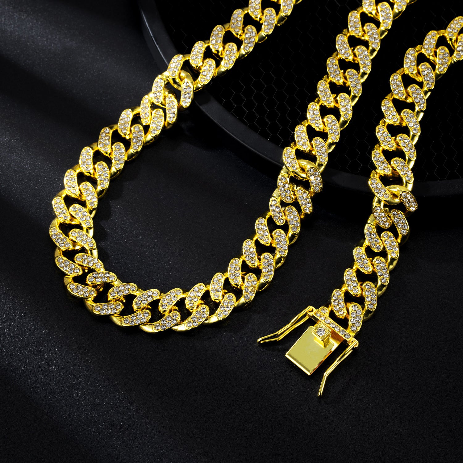 Diamond-plated Cuban chain necklace
