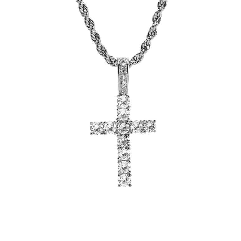 American style twist chain cross pendant