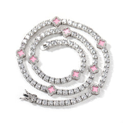 Pink Clover Tennis Necklace