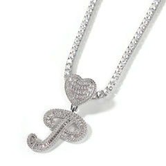 Custom Iced-Out Cursive Initial Pendant Necklace