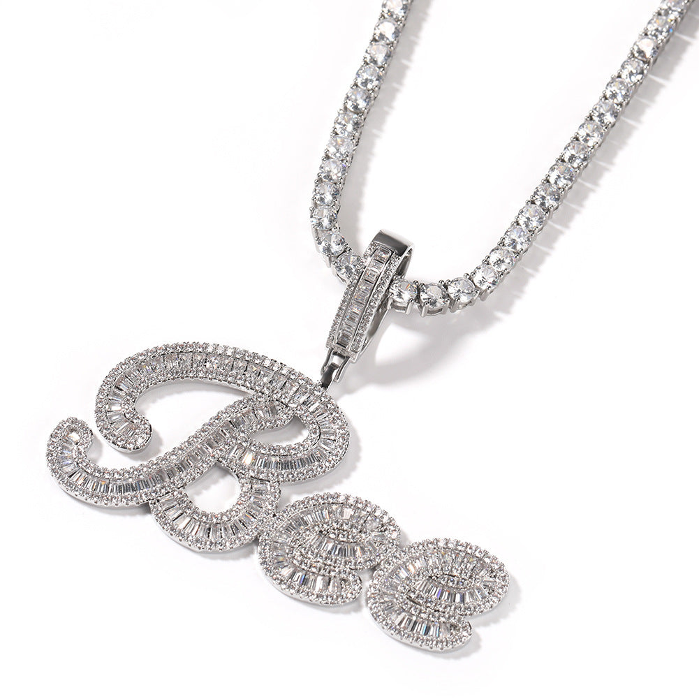 Custom Cursive Letter Iced Out Name Pendant