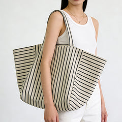Large Capacity Striped Tote Bag