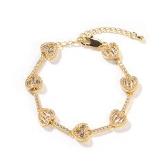 Heart Baguette Link Bracelet