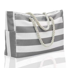 Custom Beach Bag Striped Canvas Tote