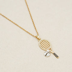 Zirconia Tennis Racket Pendant Necklace