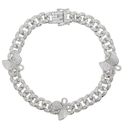 Butterfly zircon Cuban chain anklet
