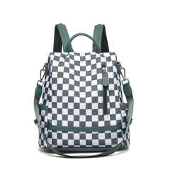 Convertible Checkered Backpack Purse — 2-in-1 Fashion Shoulder Bag