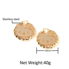 Kitty Bamboo Hoop Earrings