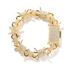 Iced-Out Barbed Wire Bracelet