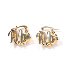 Custom Nameplate Twisted Hoop Earrings