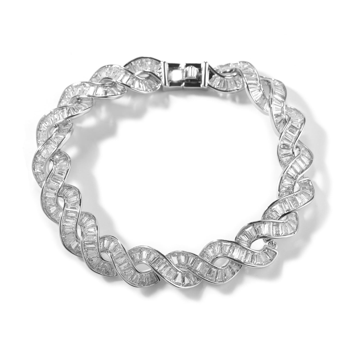 Iced Out Baguette Cubic Zirconia Wave Bracelet