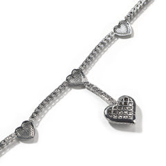 Drop Heart Tennis Necklace