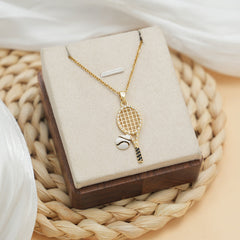 Zirconia Tennis Racket Pendant Necklace