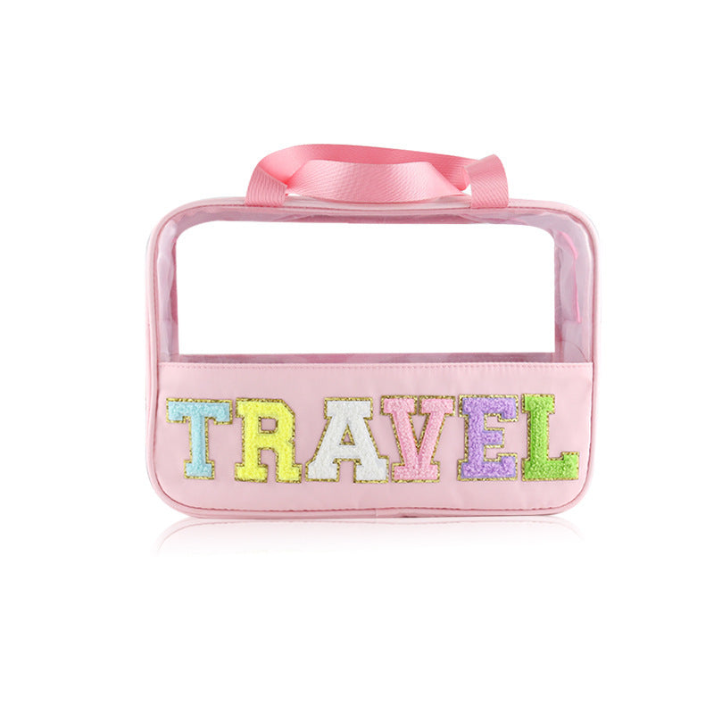 Travel Patch Clear PVC And PU leather Makeup Toiletry Storage Bag