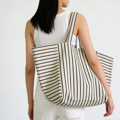 Large Capacity Striped Tote Bag