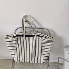 Large Capacity Striped Tote Bag