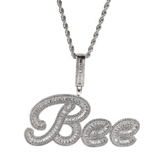 Custom Cursive Letter Iced Out Name Pendant