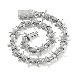 Iced-Out Barbed Wire Necklace