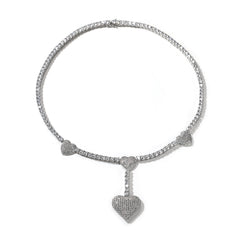 Drop Heart Tennis Necklace