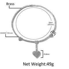 Drop Heart Tennis Necklace