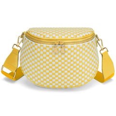 Trendy Woven Checkered Crossbody Bum Bag for Women