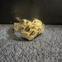 Gold Cut Nugget Heart Ring