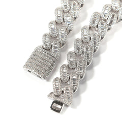 Baguette and Round Iced Out Cuban Bracelet