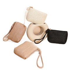 Women's Woven Straw Coin Purse / Mini Handheld Bag