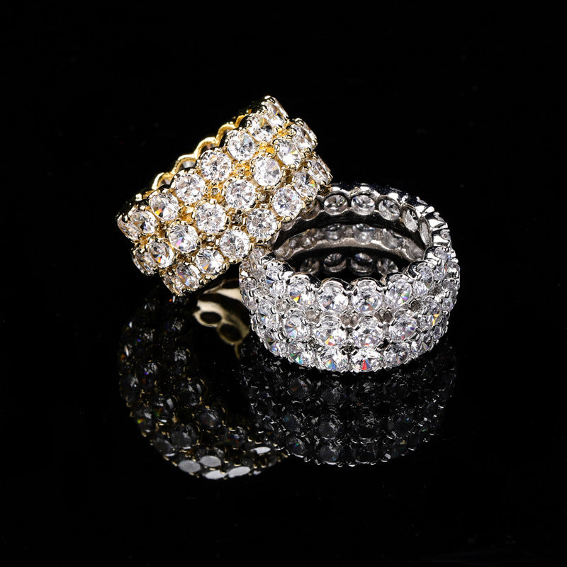 Three rows of large zircon electroplated rings