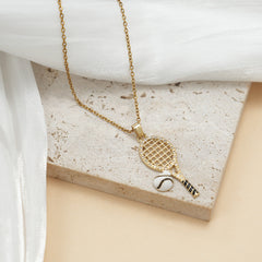 Zirconia Tennis Racket Pendant Necklace