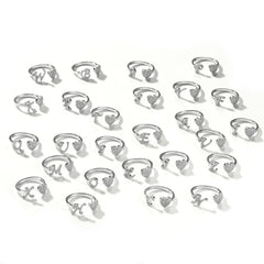 Silver 26 Alphabet Open-cut Ring