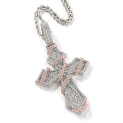 Iced-Out Wrapped Cross Pendant Necklace