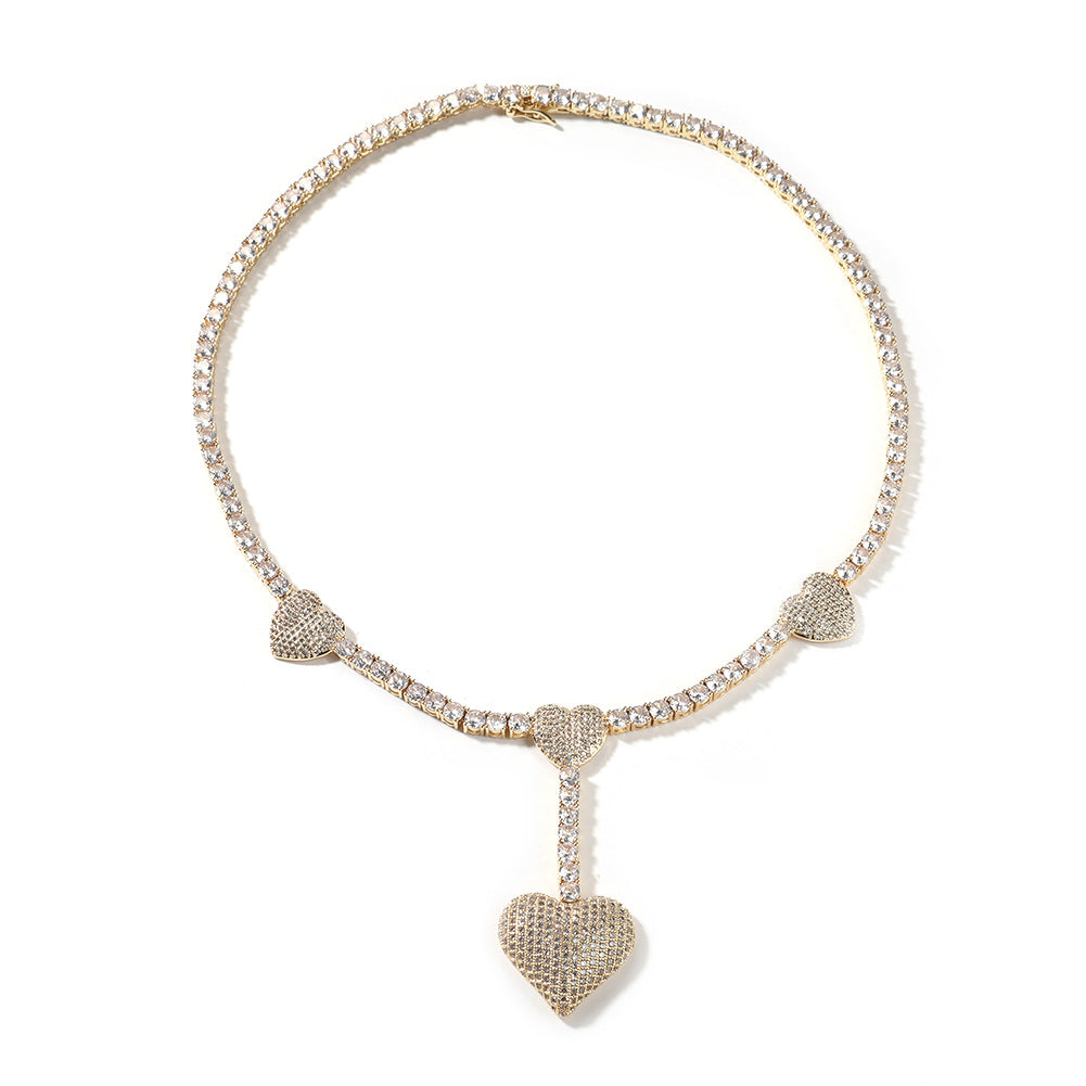Drop Heart Tennis Necklace