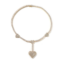 Drop Heart Tennis Necklace