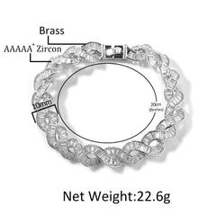 Iced Out Baguette Cubic Zirconia Wave Bracelet