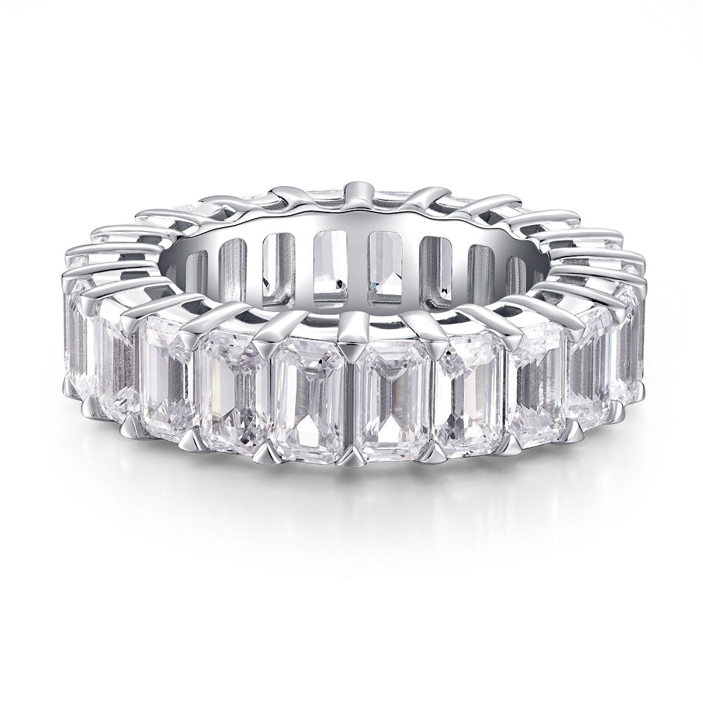 Emerald Cut Moissanite Eternity Band