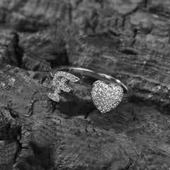Silver 26 Alphabet Open-cut Ring