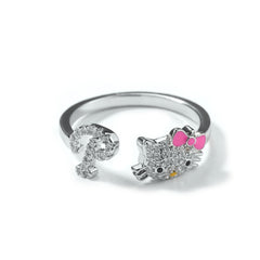 Silver Letter Cat Ring – Open Band