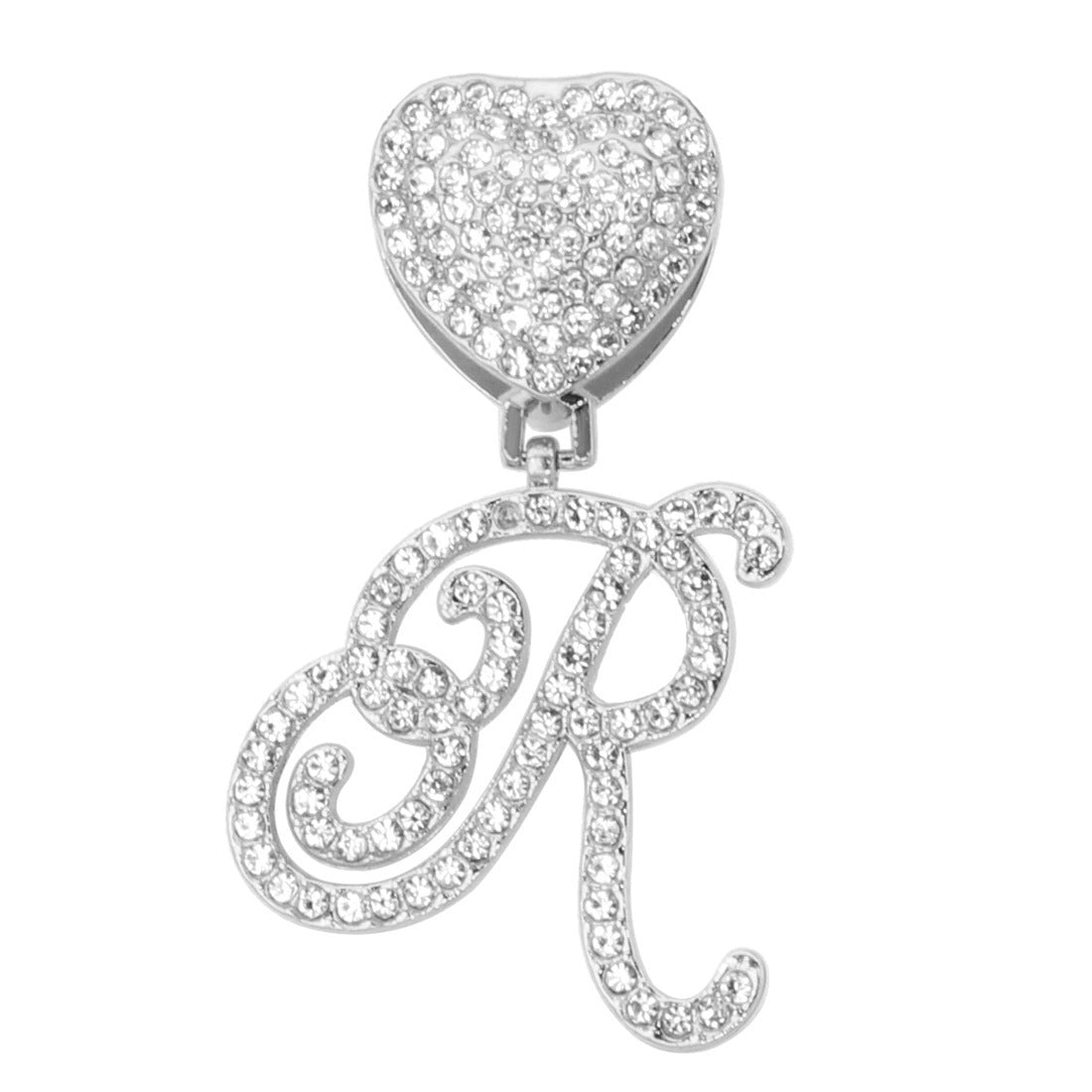 Diamond Letter Heart Pendant Cuban Necklace