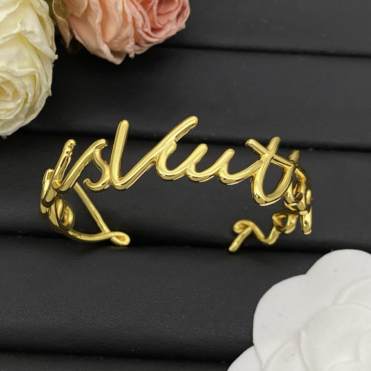 Script Initials Cuff Bracele