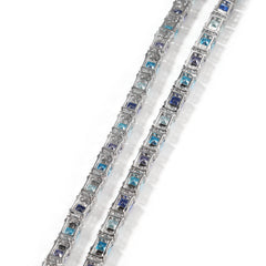 Blue Princess Cut Tennis Chain