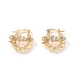 Custom Nameplate Twisted Hoop Earrings