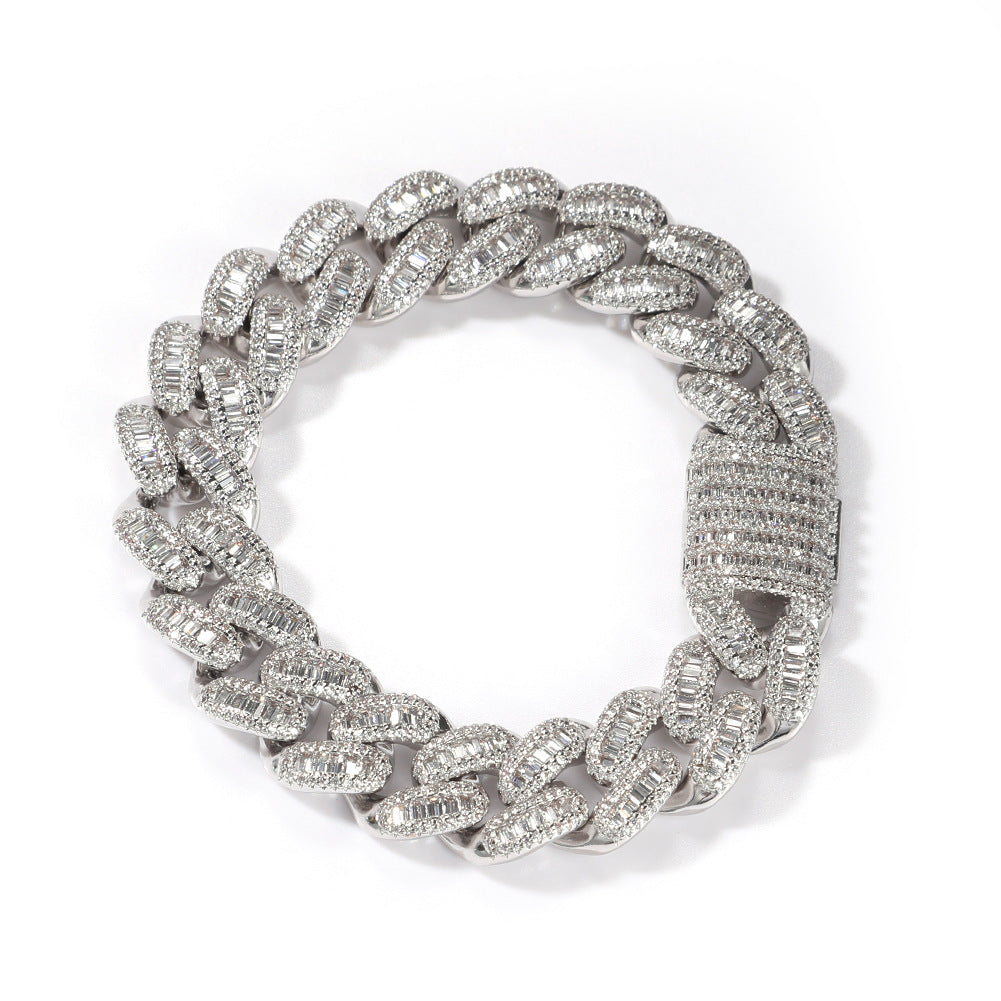 Baguette and Round Iced Out Cuban Bracelet