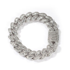 Baguette and Round Iced Out Cuban Bracelet