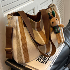 Canvas Striped Convertible Tote Bag