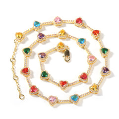 Rainbow Heart Tennis Necklace