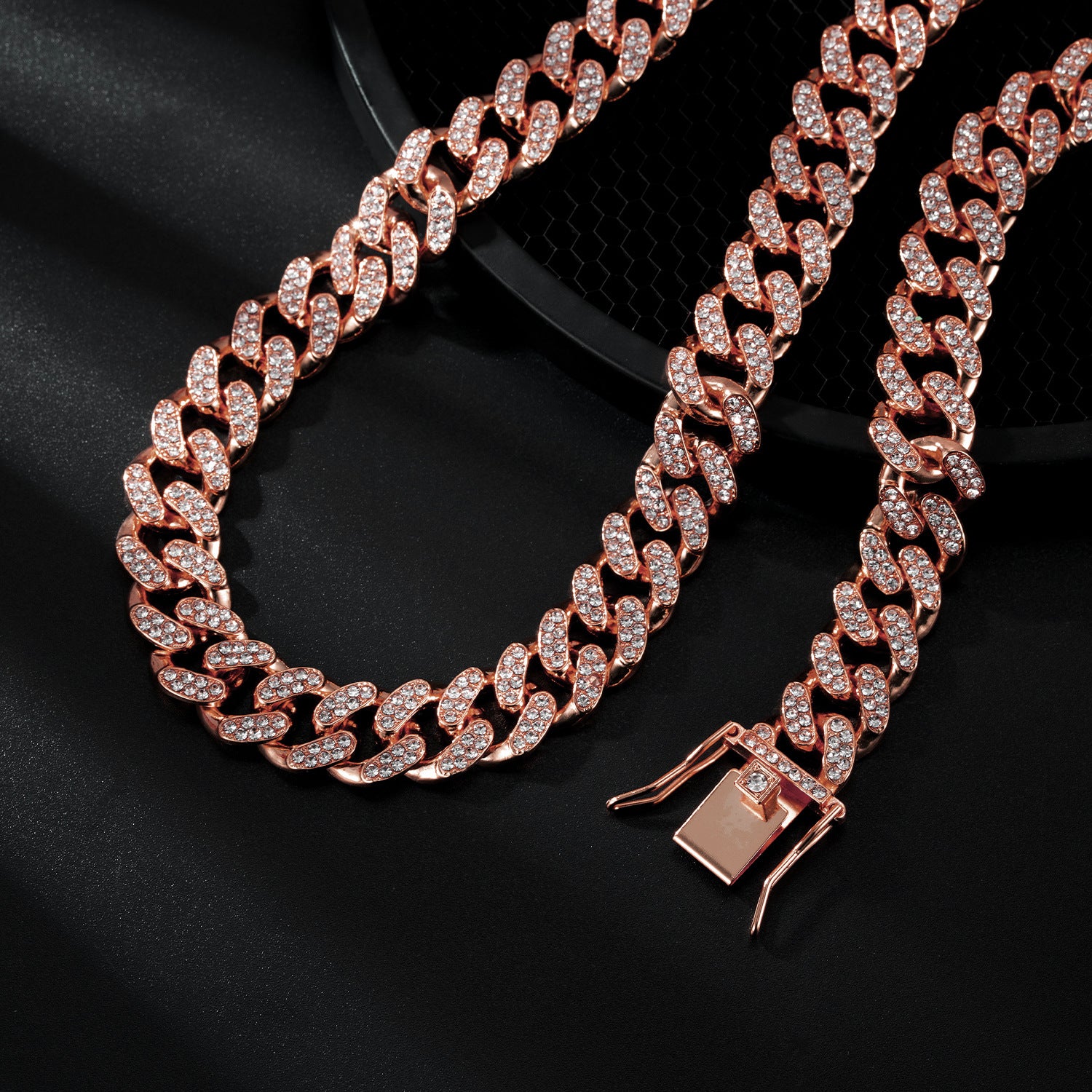Diamond-plated Cuban chain necklace